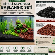 Barış Bazalt Doğaltaş Bitkili Akvaryum Başlangıç Zemin Kum Seti Toplam 10 kg -( 6 kg Siyah Bazalt Zemin Kumu + 4 kg Volkanik Taş Kırığı )-(Bitki Dahil Değildir)