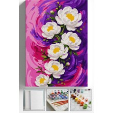 Corvo Sayılarla Boyama Seti Numaralı Tuval Fırça Boya Askı Aparatı Dahil Set 40X50 cm Dalgalı Şakayık