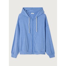 American Vintage Mavi Kadın Kapüşonlu Melanj Sweatshirt YPA03BE26