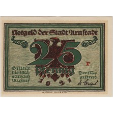 Banknoting Almanya 25 Pfennig 1921 Notgeld-Urnstadt. Çil.