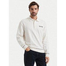 Calvin Klein Jeans Beyaz Erkek Baskılı Sweatshirt LV04RG202GYAS Ls 350GSM Terry Pıpe