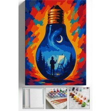 Corvo Sayılarla Boyama Seti Numaralı Tuval Fırça Boya Askı Aparatı Dahil Set 40X50 cm Ressam Lamba