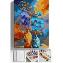 Corvo Sayılarla Boyama Seti Numaralı Tuval Fırça Boya Askı Aparatı Dahil Set 40X50 cm Benekli Çiçek