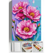 Corvo Sayılarla Boyama Seti Numaralı Tuval Fırça Boya Askı Aparatı Dahil Set 40X50 cm Pembe Gelincik
