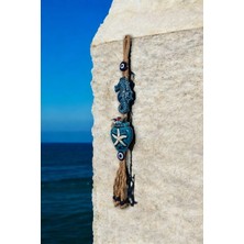 Revard Home Nazar Boncuklu Seramik Asil Denizatı ve Deniz Yıldızı Saksılı El Yapımı Dekoratif Duvar Süsü 7X45 cm