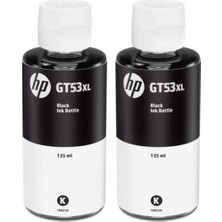 Hp GT53XL Siyah Orjinal Mürekkep Kartuş Ikili Paket 135 ml Uyumlu Modeller Için Yüksek Baskı Kalitesi GT-5821