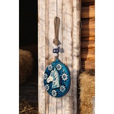 Revard Home Nazar Boncuklu Asil At Figürlü Seramik El Yapımı Dekoratif Duvar Süsü Eşyası 13X13 cm