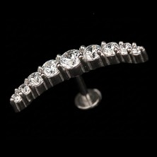 Rupen Kraft 316 L Moon Zirkon Taşlı 6x1.2mm Çelik Labret Piercing Kıkırdak Tragus Piercing