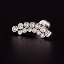 Rupen Kraft 316 L Kristal Taş Noktalar 6x1.2mm Çelik Labret Piercing Zirkon Piercing