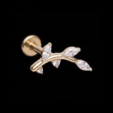Rupen Kraft 316 L Dal Zirkon Altın 8x1.2mm Labret Piercing Tragus Kıkırdak Piercing