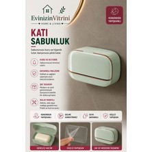 Evinizin Vitrini Yeşil Renk Kapaklı Katı Sabunluk Kendinden Su Boşaltmalı Hijyenik Banyo Aksesuarı