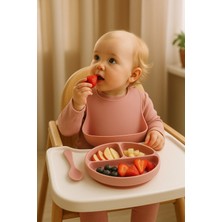 For Kids Bebek Silikon Mama Önlüğü Tabağı ve Kaşık Seti