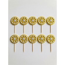 Hediyebigi Limon Sarı Simli Cupcake  Kürdanı Doğum Günü Parti ve Pasta Süsü 10 Lu 5cm