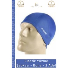 Denguva Özel Üretim Su Geçirmez Silikon Yüzücü Havuz ve Deniz Bonesi Elastik Yüzme Şapkası 2'li Set