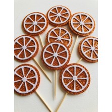 Hediyebigi Portakal Turuncu Simli Cupcake Kürdanı Doğum Günü Parti ve Pasta Süsü 10 Lu 5cm