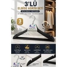 3’lü Elbise Askısı Seti – Metal Başlıklı – 360° Döner Kanca