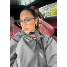 SUN PEARL Bridge Unisex Şeffaf Camlı Füme Metal Çerçeve Geometrik Dikdörtgen Gözlük