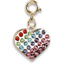 Charm It Gold Rainbow Sparkle Heart CT02-39