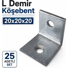 Badem10 L Demir Köşe Bağlantı Aparatı 20X20X20 mm 25 Adet Metal Köşebent Mobilya Raf Dolap Ahşap Montaj