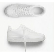 Kadın Beyaz Yüksek Taban  Bağcıklı Günlük Yürüyüş Sneaker Air Spor Ayakkabı