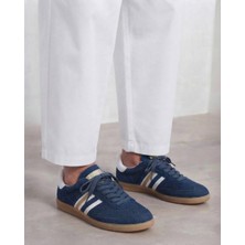 Kadın Süet Yanı Çizgili Bağcıklı 2 cm Taban Sneaker Spor Ayakkabı