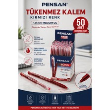 Tükenmez Kalem - Kırmızı Renk - 1.0 mm Medium Uç 50 Adet
