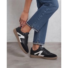 Kadın Kauçuk Taban Deri ve Süet Görünümlü Bağcıklı Sneaker Spor Ayakkabı