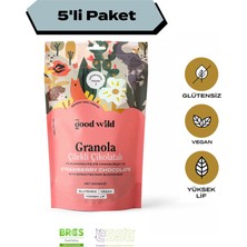 The Good Wild Çilekli Çikolatalı Granola | Glutensiz Vegan Atıştırmalık | Kurutulmuş Çilek | Yüksek Lif | 5x300 Gr