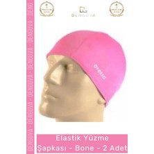 Denguva Özel Üretim Su Geçirmez Silikon Yüzücü Havuz ve Deniz Bonesi Elastik Yüzme Şapkası 2'li Set