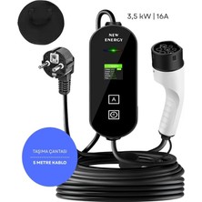 Gümrük Bey New Energy Tip 2 5m Kablo Taşınabilir Ev Şarj Istasyonu 3.5kw 16A – IP65 Suya Dayanıklı