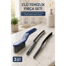 Visluna 3’lü Profesyonel Temizlik Fırça Seti, Çok Amaçlı Sert Kıl Fırça, 2 Adet Dar Alan ve Derz Fırçası