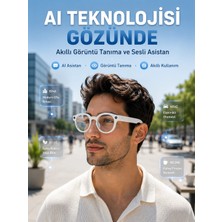 Akıllı Bayi Beyaz 3 Lensli Akıllı Kamera Gözlüğü Yapay Zeka Sesli Asistan Görüntü Tanıma Bluetooth Gö