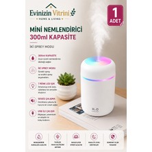 Evinizin Vitrini USB Mini LED Hava Nemlendirici – 300 ml Ultrasonik Sessiz Buhar & Otomatik Kapanma | Ev, Ofis, Araç