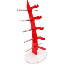 Stand Market 5\'li Yelken Model Kırmızı Gözlük Standı – Akrilik 5 Bölmeli Gözlük Organizer