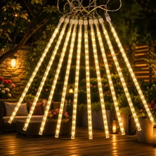 Oktay Sesal Akan Işık Gün Işığı Yağmur Damlası LED Işık 10 Dal 45 cm Çubuklar 360 Ledli 4.60 Metre