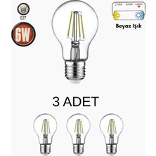 Horoz Aydınlatma Horoz 001-015-0006 LED Filament Ampul 6W Beyaz Işık - 3’lü Paket