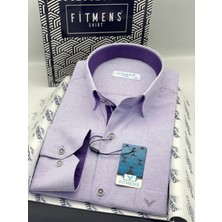 Fitmens Klasik Uzun Kol Keten Cotton Hediye Kutulu Erkek Gömlek FS-001261 - Lila
