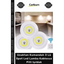Carlburn #spot Smd Zaman Ayarlı Beyaz Uzaktan Kumandalı 3 Lü Spot LED Lamba Kablosuz Pilli Işıldak