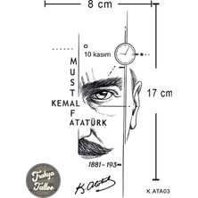 Trakya Tattoo 1-2 Hafta Kalıcı Yarım Kol Mustafa Kemal Atatürk Geçici Dövme K.ATA03