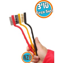 Nzb 3'lü Set Tel Fırça Seti Mutfak Temizlik Plastik Çok Amaçlı Temizleme Fırçası Kir Pas Kireç Izgara