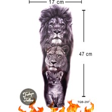 Trakya Tattoo 1-2 Hafta Kalıcı Kol Kaplama Aslan Ailesi Geçici Dövme TQB-297