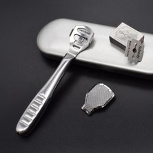 Gaman Profesyonel Jiletli Topuk Ayak Törpüsü - 10 Adet Yedek Jiletli, Ergonomik Saplı, Metal Kutulu Pedikür ve Ölü Deri Temizleme Seti