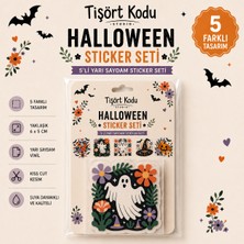 Tişört Kodu Halloween Floral 5’li Yarı Saydam Vinil Sticker Seti – Kiss Cut