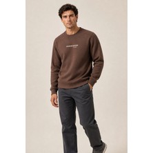 Redline Takes Bisiklet Yaka Kışlık Regular Fit Sweatshirt Kahve