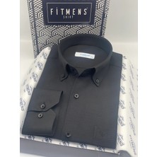 Fitmens Klasik Uzun Kol Pamuklu Yaka Düğmeli Hediye Kutulu Kolay Ütülenebilir Erkek Gömlek FS-003897 - Siyah