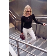 Lela Kayık Yaka Transparan Triko Bluz Kadın Bluz 5866879