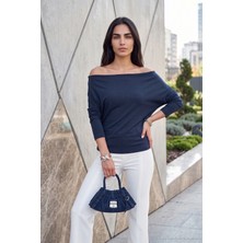 Lela Madonna Yaka Yarasa Kol Triko Bluz Kadın Bluz 5866892