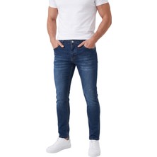 RizzUP Erkek Slim Fit Dar Kesim Likralı Koyu Lacivert Kot Pantolon – Dar Paça Ince Esnek Jean 2608306