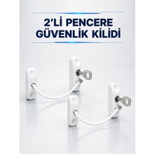 Bucuks Mey Ithalat® Anahtarlı Pencere Güvenlik Aparatı Beyaz Kablolu Açılma Sınırlayıcı 2’li Set