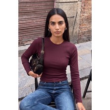 Lela Pamuklu Bisiklet Yaka Crop Bluz Kadın Bluz 5867060